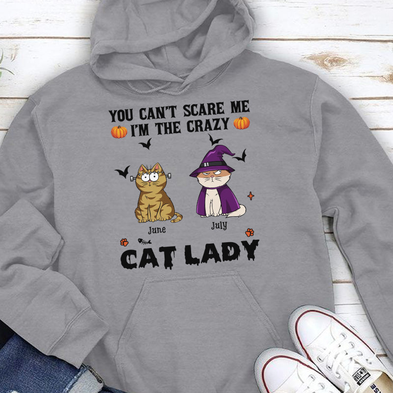 PST81 You Can't Scare Me I'm The Crazy Cat Lady Cat Lover - Personalized Custom T-shirt