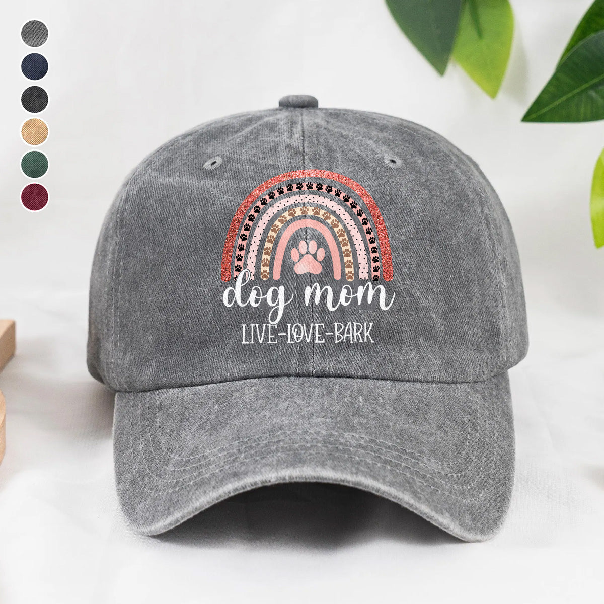 PSC28 Dog Mom Live Love Bark - Wash Denim Cap