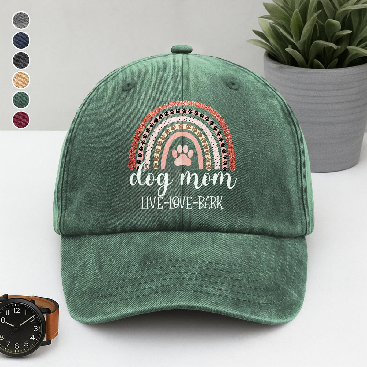 PSC28 Dog Mom Live Love Bark - Wash Denim Cap