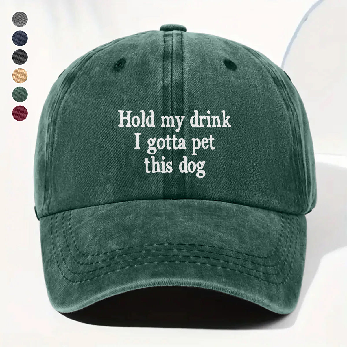 PSC07 Hold My Drink I Gotta Pet This Dog - Wash Denim Cap