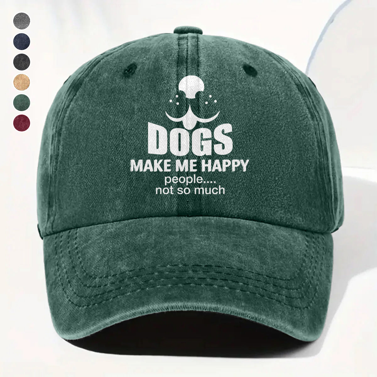 PSC17 Dogs Make Me Happy People Not So Much - Wash Denim Cap