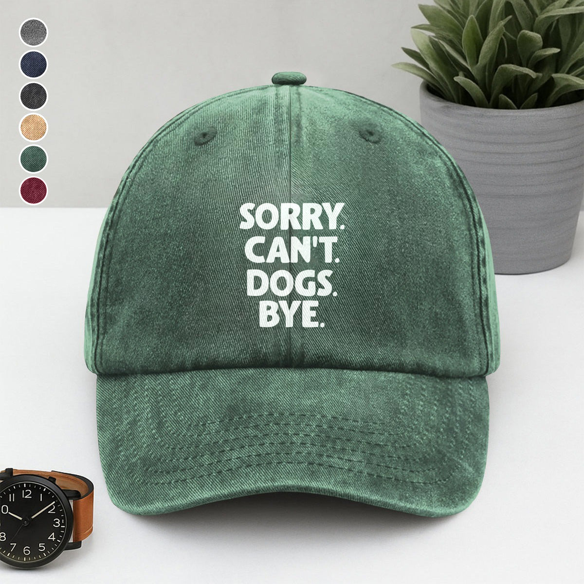 PSC13 Sorry Can't Dogs Bye - Wash Denim Cap