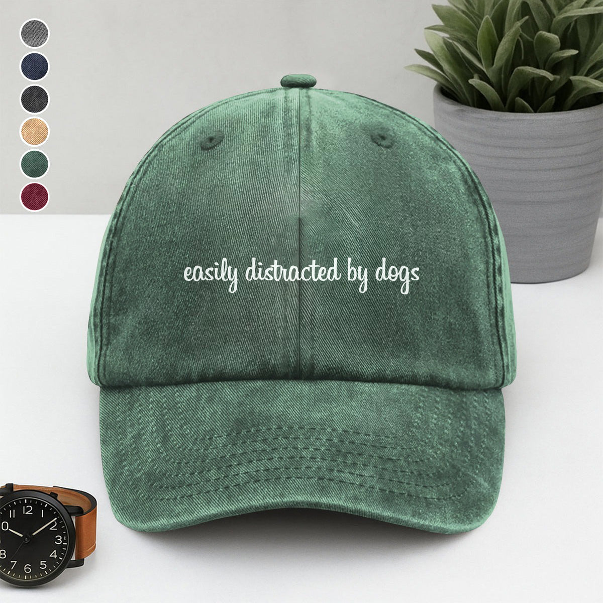 PSC11 Easily Distracted By Dogs - Wash Denim Cap