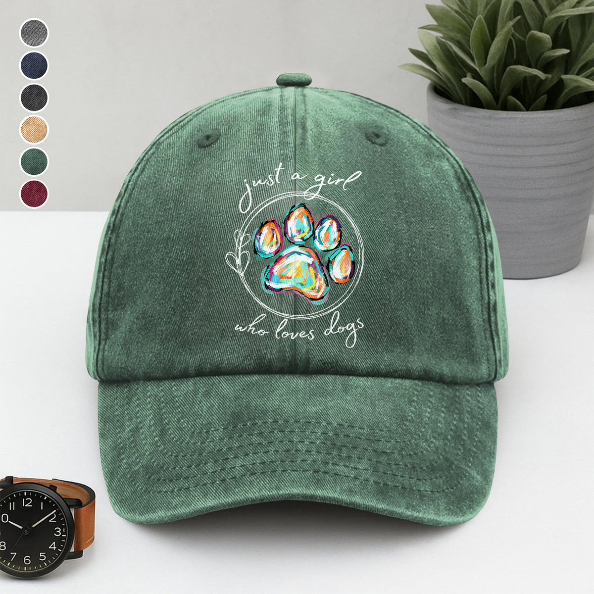 PSC22 Just A Girl Who Loves Dogs - Wash Denim Cap