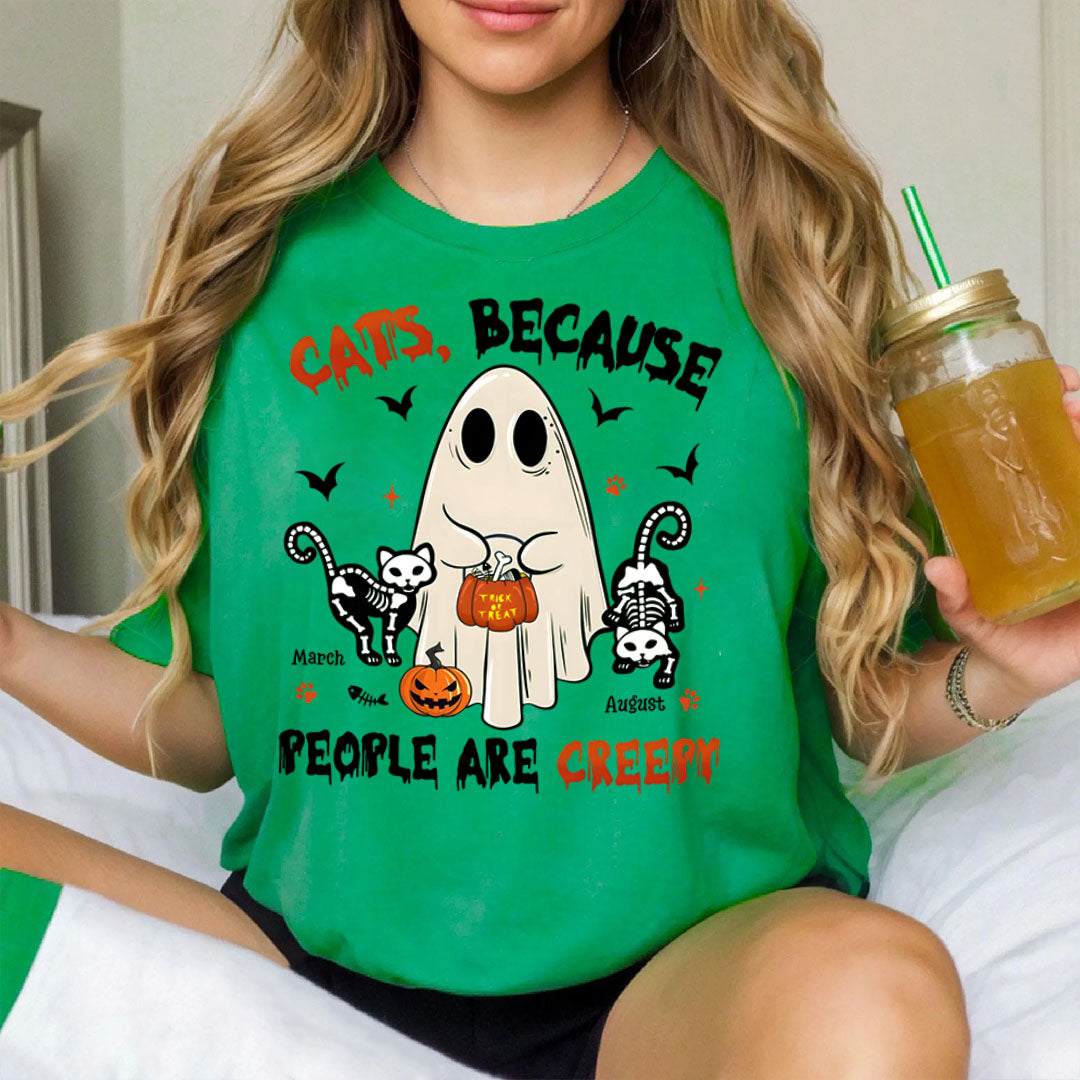 PST76 Cat Dog Because People Are Creepy - Personalized Custom T-shirt