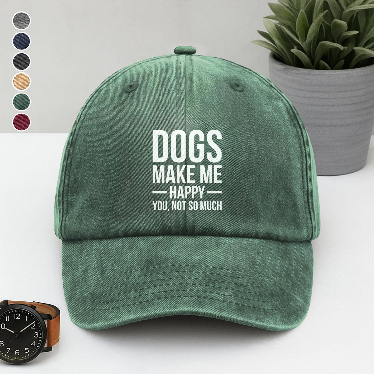 PSC14 Dogs Make My Happy You Not So Much - Wash Denim Cap