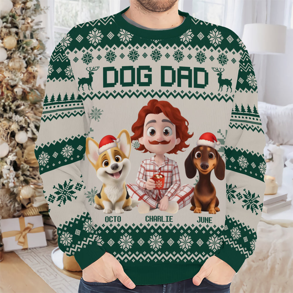 PSTS15 Dog Dad Xmas 3D Cartoon Cute - Personalized Custom Sweater