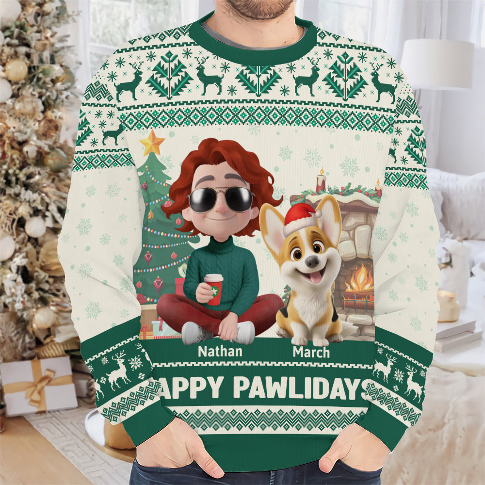 PSTS29 Happy Pawlidays Dog Dad Xmas - Personalized Custom Sweater