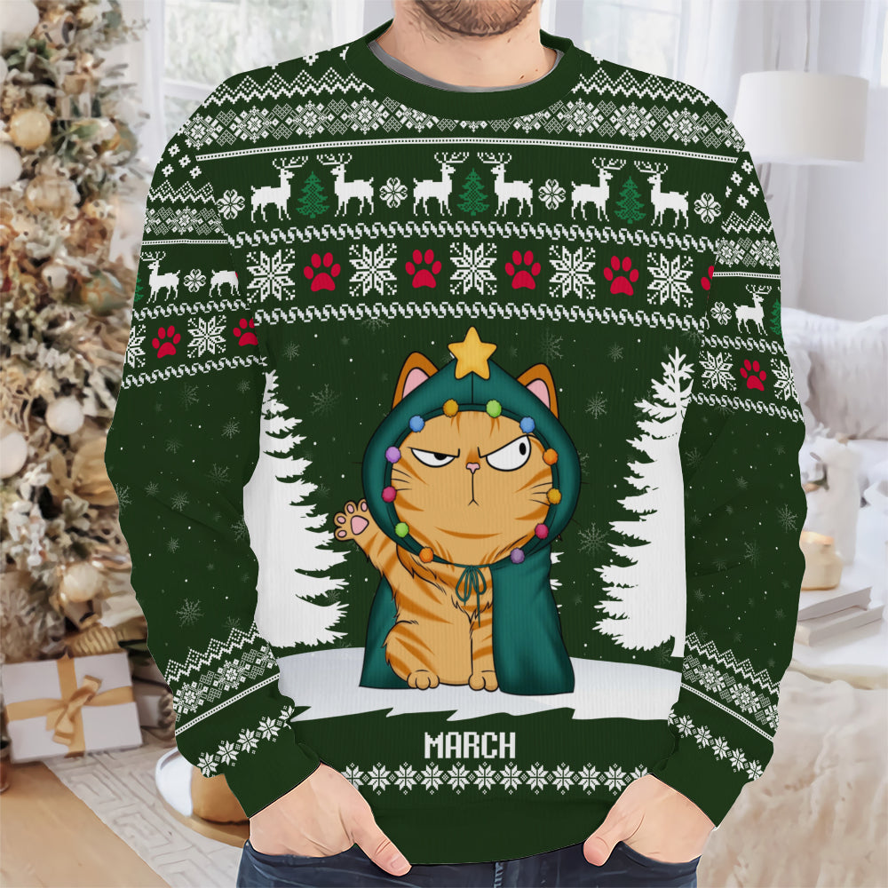 PSTS38 Cat Lover Funny Christmas Pattern - Personalized Custom Sweater