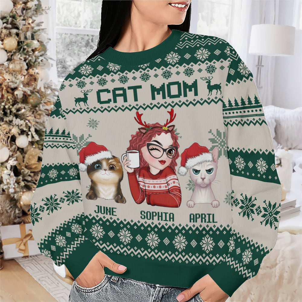 PSTS12 Cat Mom Mum Xmas - Personalized Custom Sweater