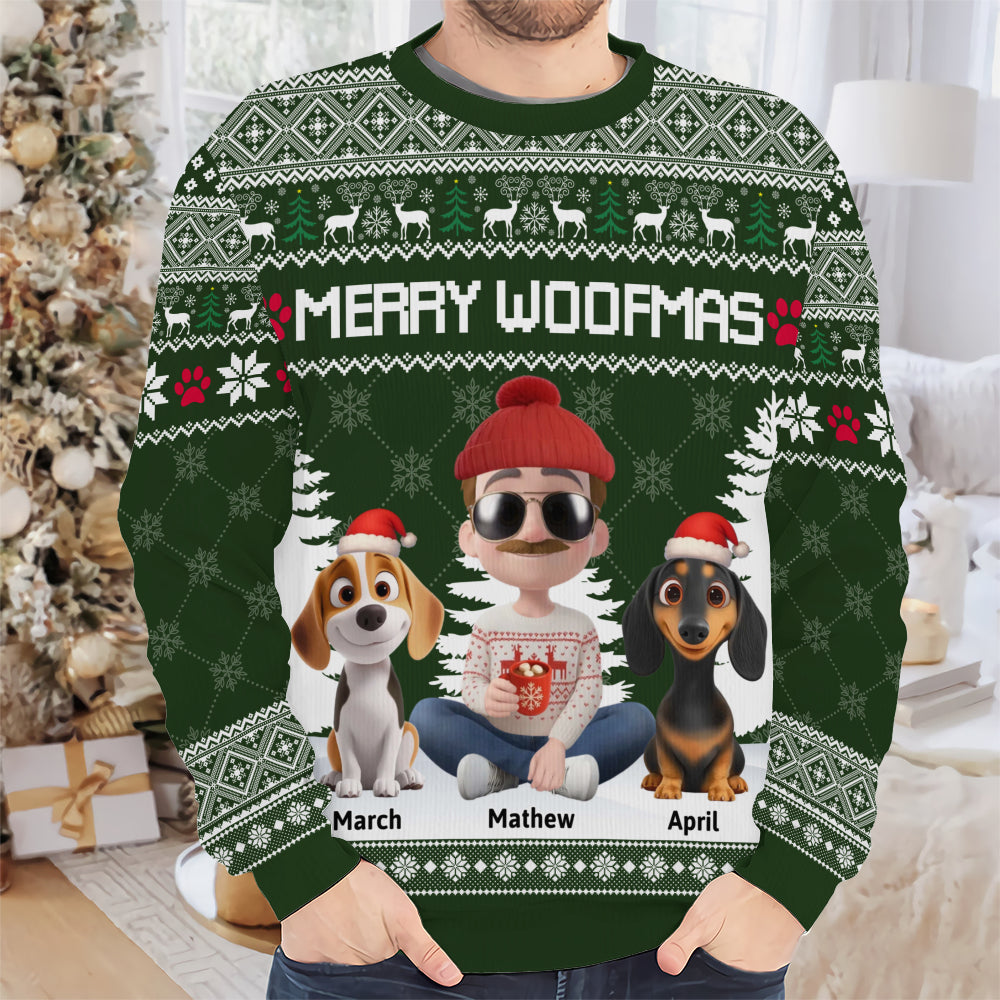 PSTS09 Merry Woofmas Dog Dad Xmas - Personalized Custom Sweater