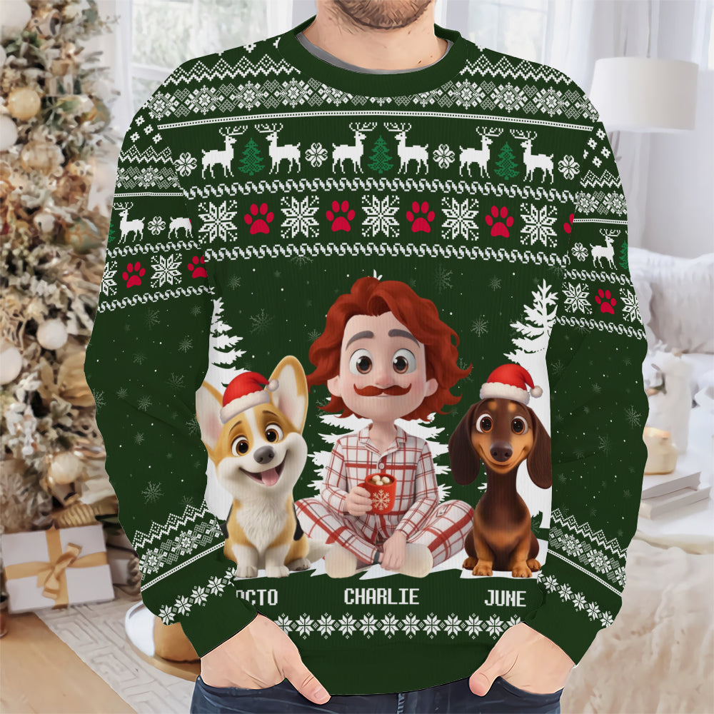 PSTS33 Dog Dad Christmas Pattern - Personalized Custom Sweater