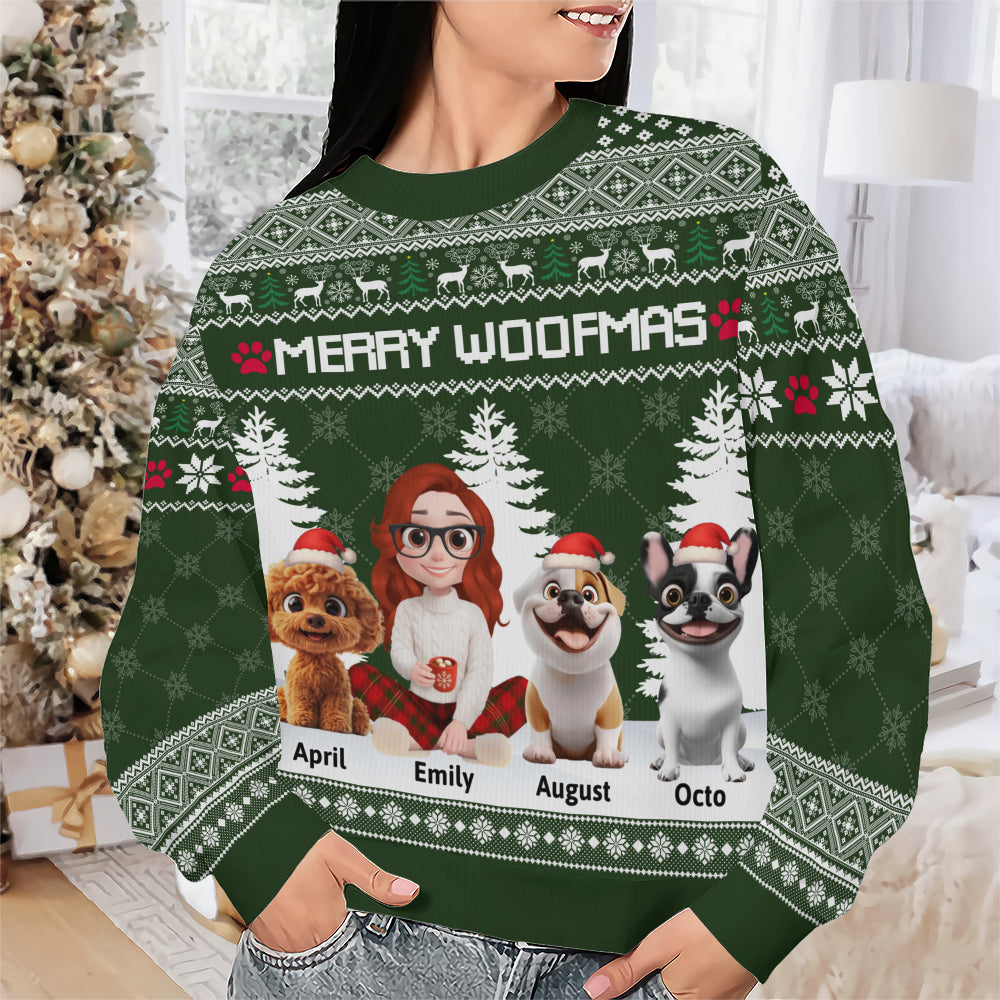 PSTS08 Merry Woofmas Dog Mom Xmas - Personalized Custom Sweater