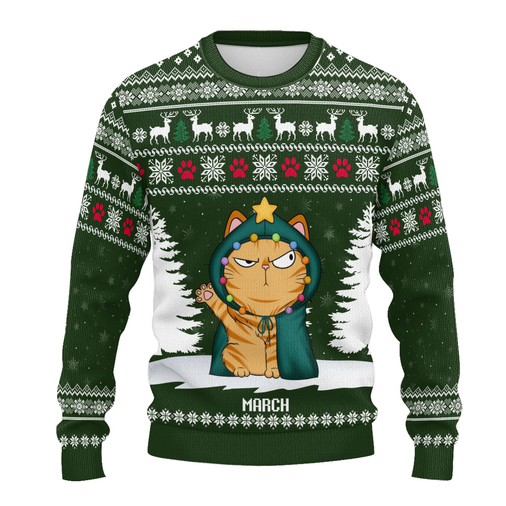 PSTS38 Cat Lover Funny Christmas Pattern - Personalized Custom Sweater