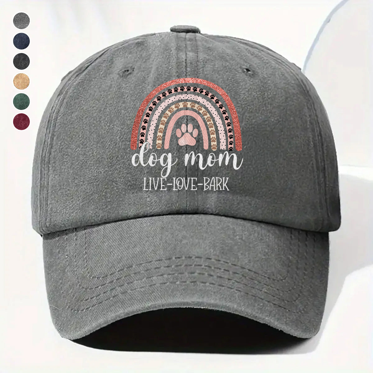 PSC28 Dog Mom Live Love Bark - Wash Denim Cap