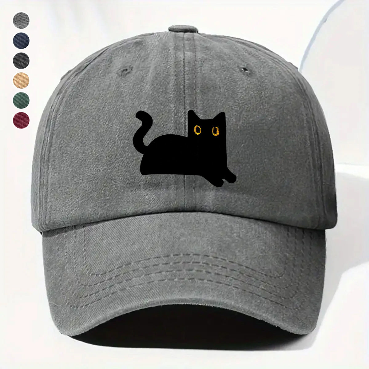 PSC29 Black Cat Funny Cat Lover - Wash Denim Cap