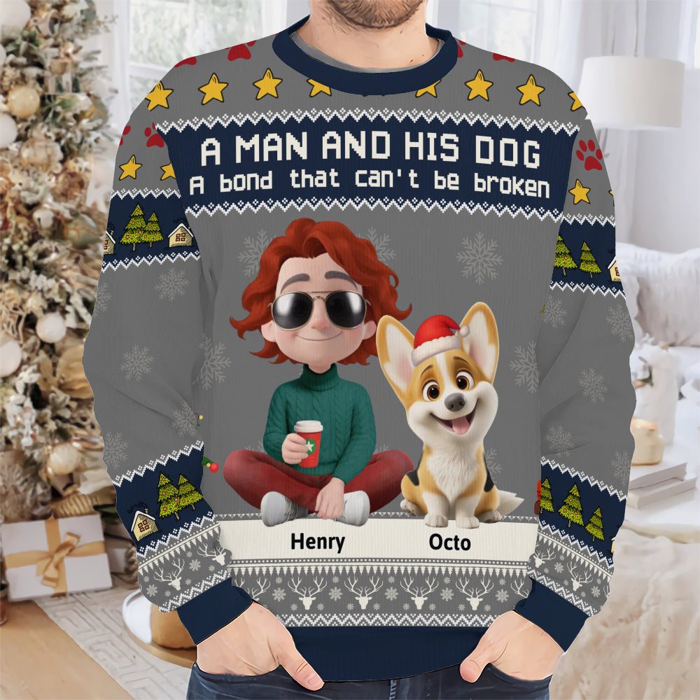 PSTS03 A Man And His Dog Xmas - Personalized Custom Sweater