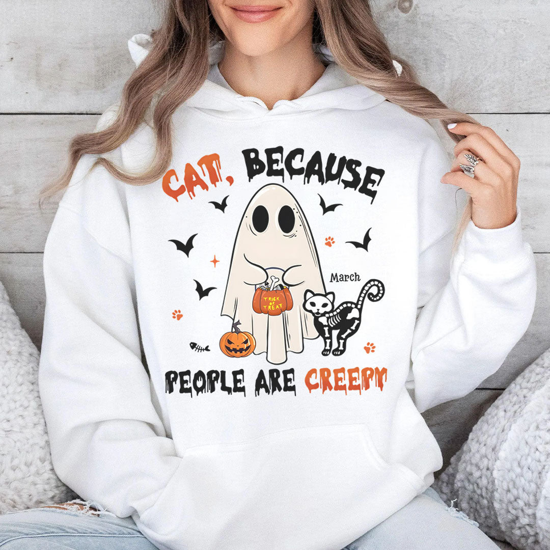 PST76 Cat Dog Because People Are Creepy - Personalized Custom T-shirt