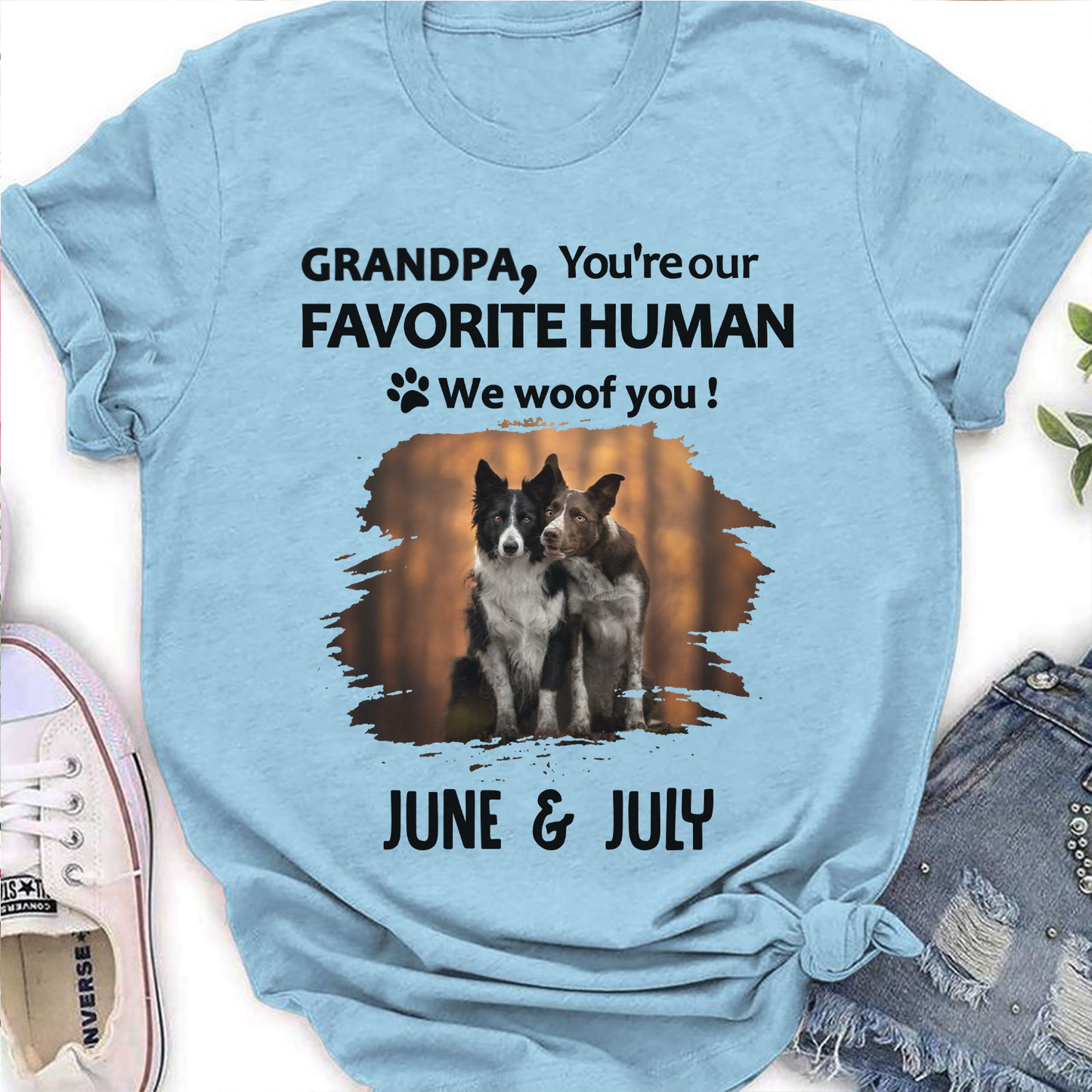 Miah1501 Dad Mom You're My Favorite Human I Woof You-Personalized Custom T-shirt