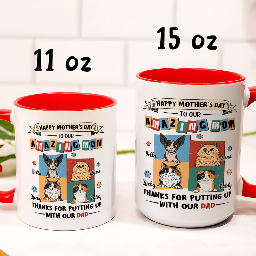 UPST11 Happy Mother's Day Amazing Cat Mom Retro Style - Personalized White Mug Accent Mug