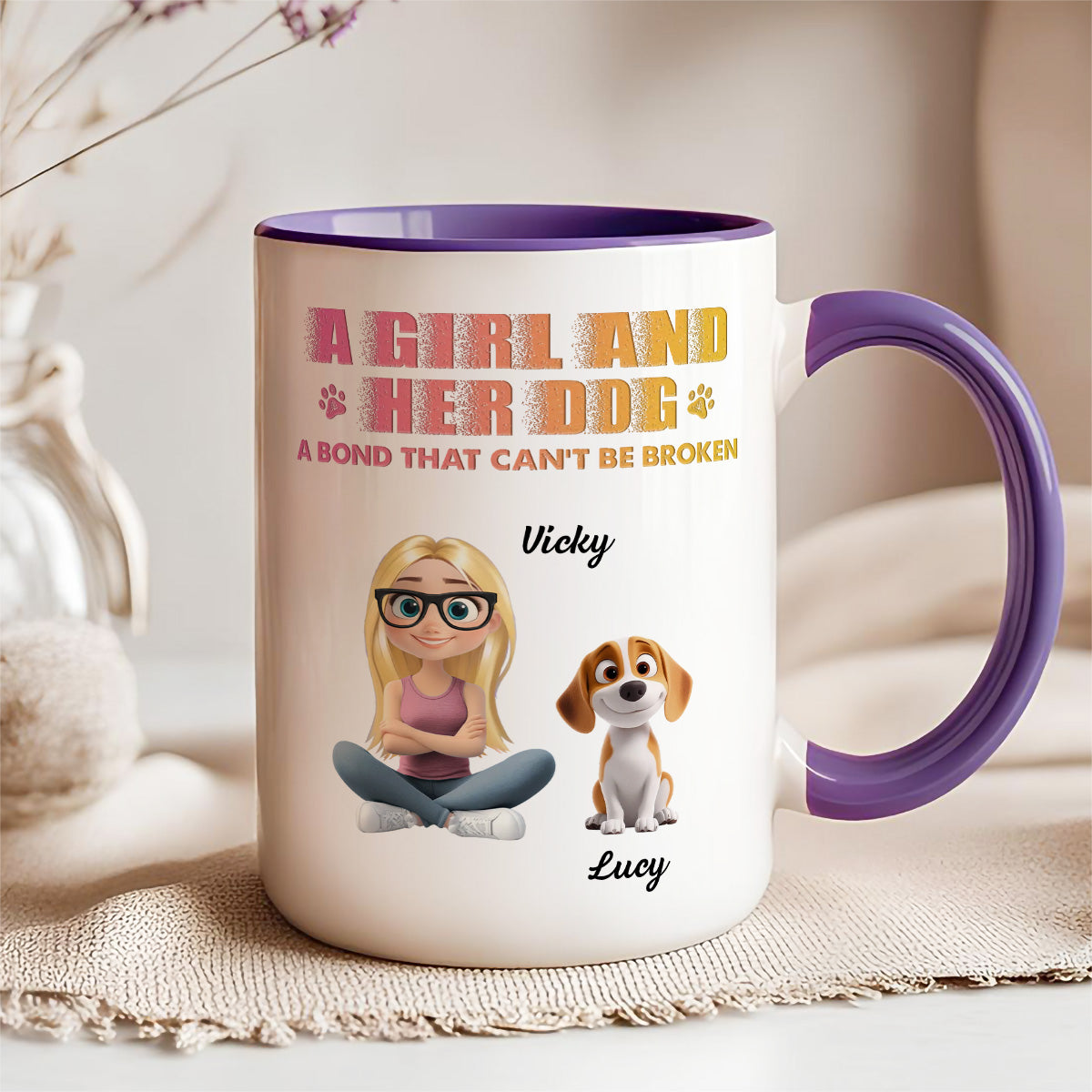 UPST13 Dog And Parent A Bond That Can't Be Broken - Personalized White Mug Accent Mug
