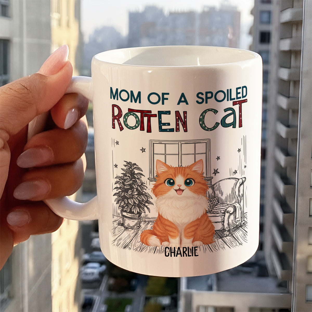 UPST16 Rotten Cat Parent - Personalized White Mug Accent Mug