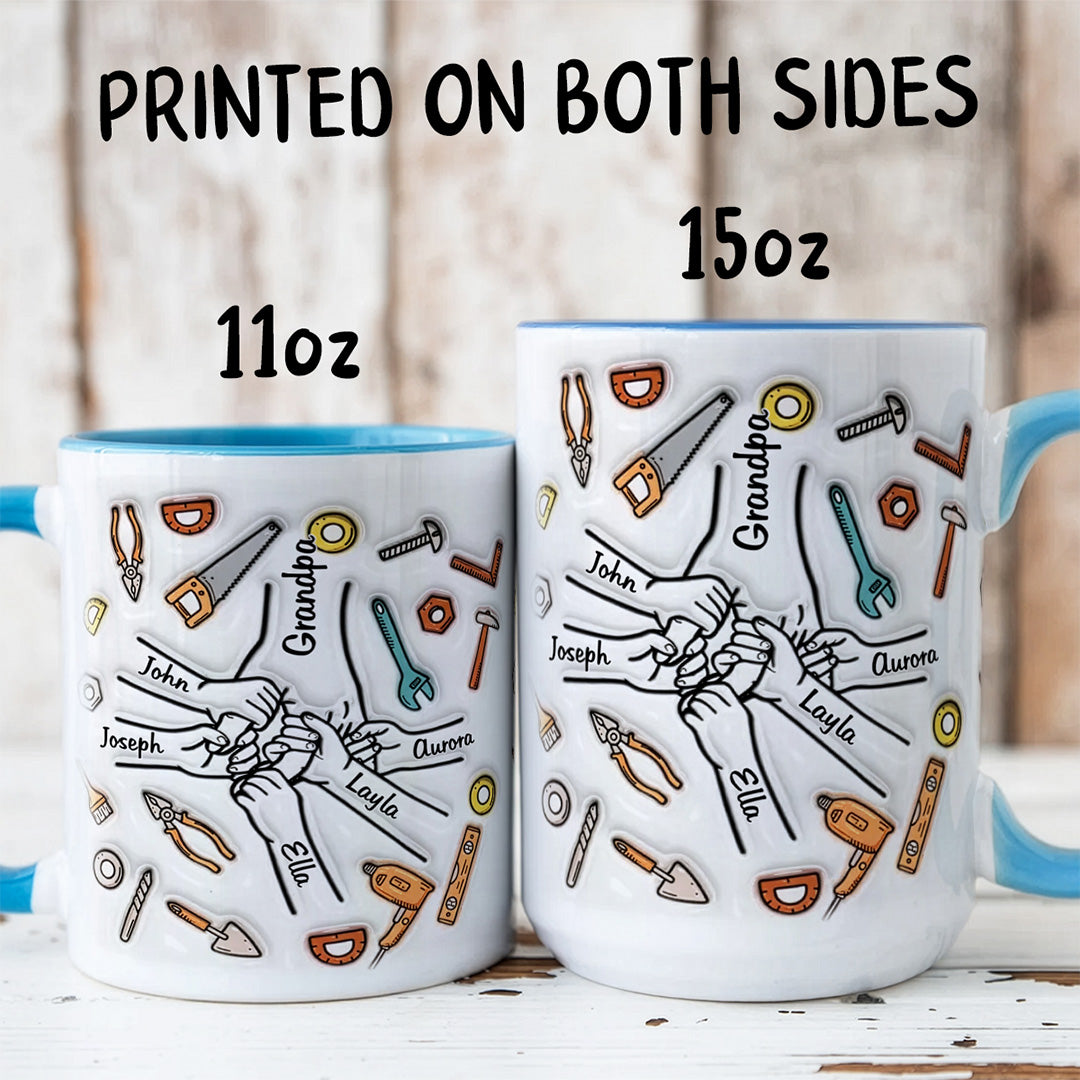 UPST24 Happy Father's Day Hold My Hand 3D Inflated Effect Printed - Personalized White Mug Accent Mug