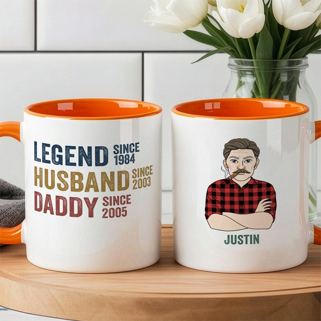 UPST33 Legend Husband Daddy Grandad - Personalized White Accent Mug