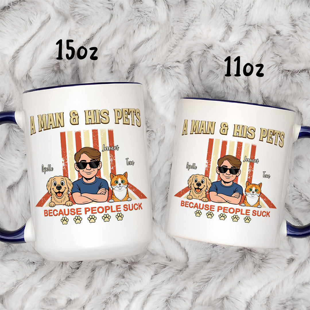 UPST34 A Man And His Pet Retro Style - Personalized White Mug Accent Mug