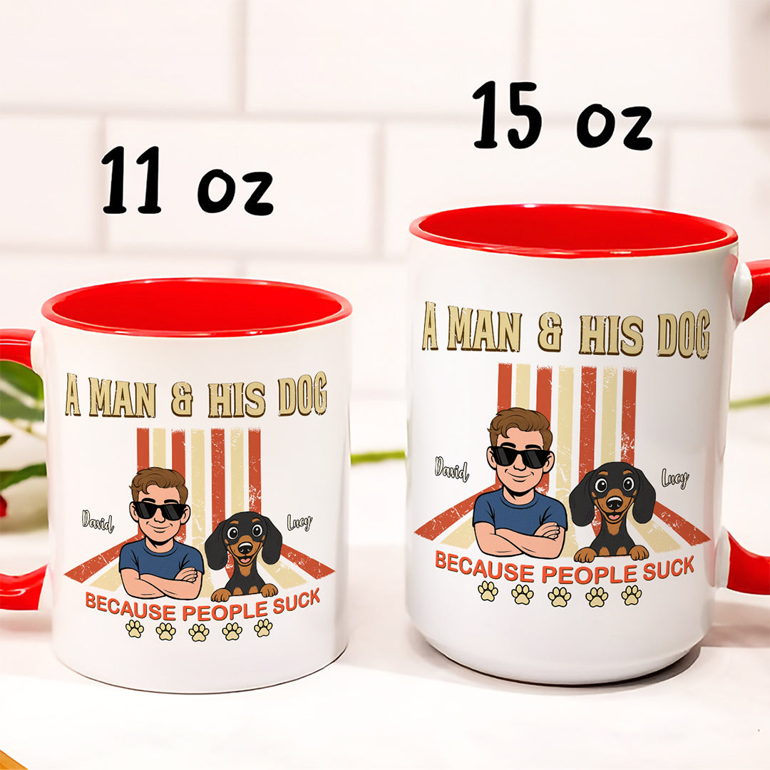 UPST34 A Man And His Dog Retro Style - Personalized White Mug Accent Mug