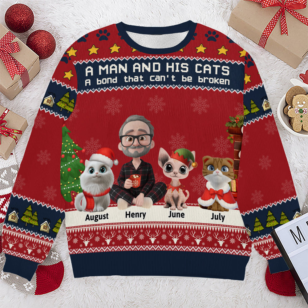 PSTS04 A Man And His Cat Xmas - Personalized Custom Sweater