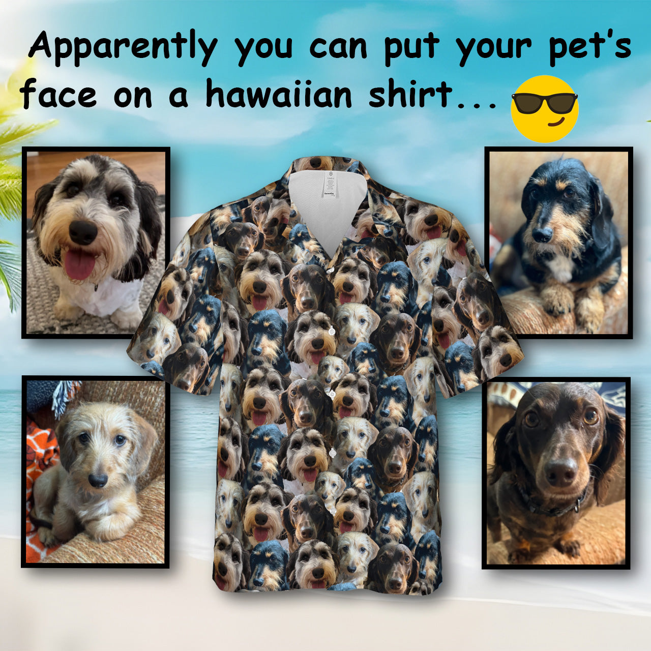 PSH12 Personalized Photo Upload Dog Lover Face Custom Hawaiian Shirt