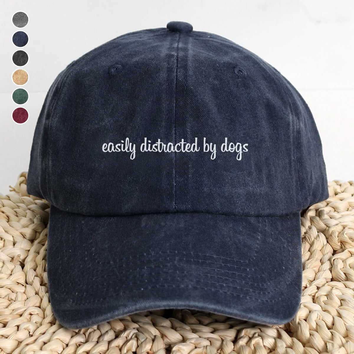 PSC11 Easily Distracted By Dogs - Wash Denim Cap