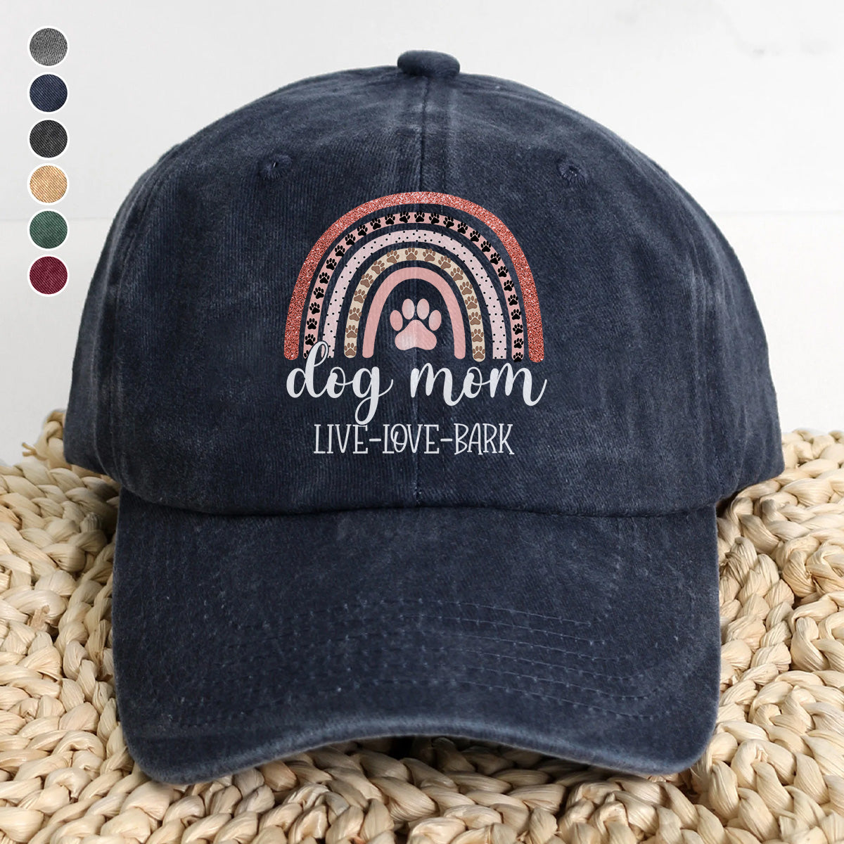 PSC28 Dog Mom Live Love Bark - Wash Denim Cap