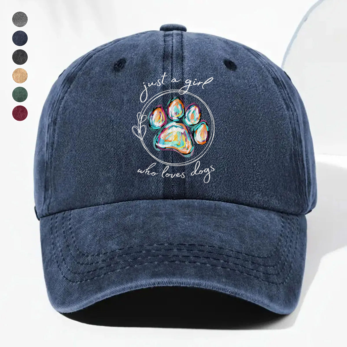 PSC22 Just A Girl Who Loves Dogs - Wash Denim Cap