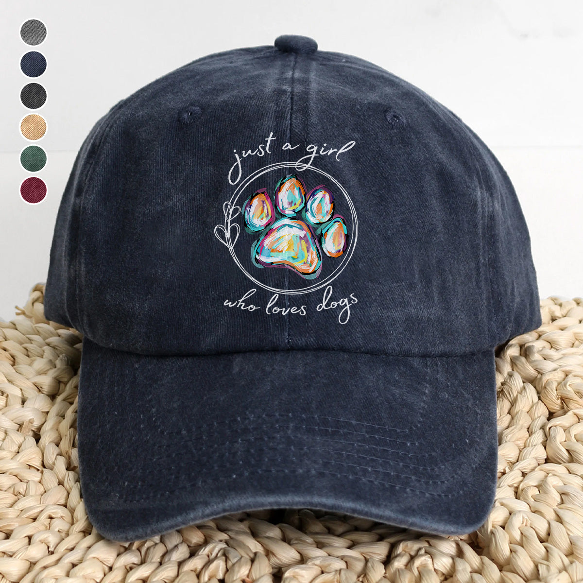 PSC22 Just A Girl Who Loves Dogs - Wash Denim Cap