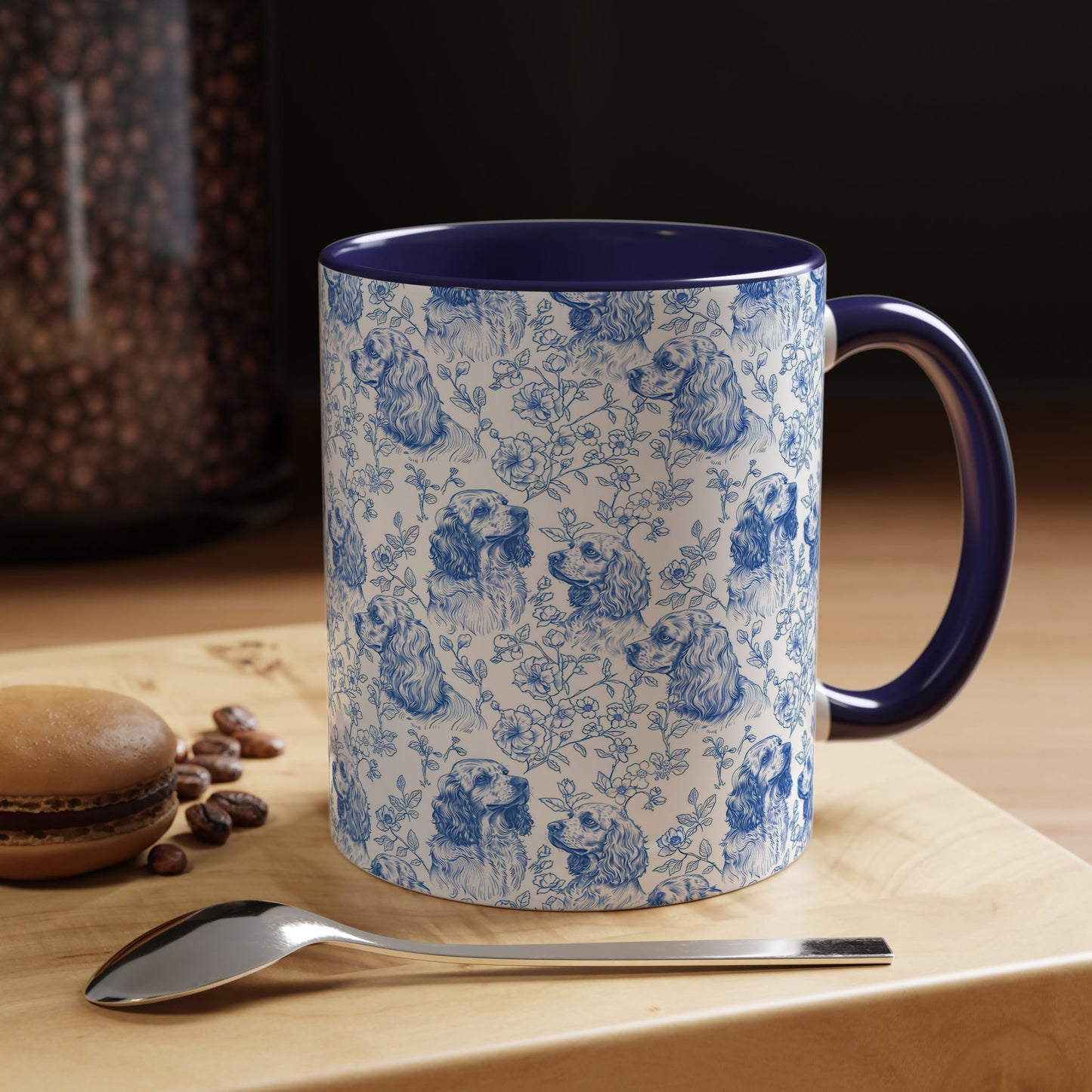 PST70 Toile De Jouy Style Cocker Spaniel Dog Lover - White Mug Accent Mug