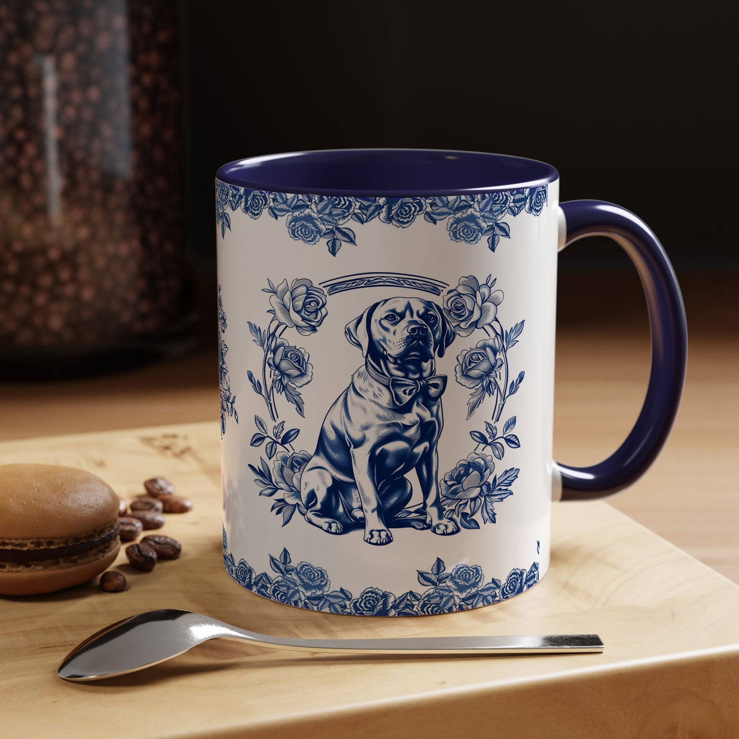 PST74 Toile De Jouy Style Rose Labrador Dog Lover - White Mug Accent Mug