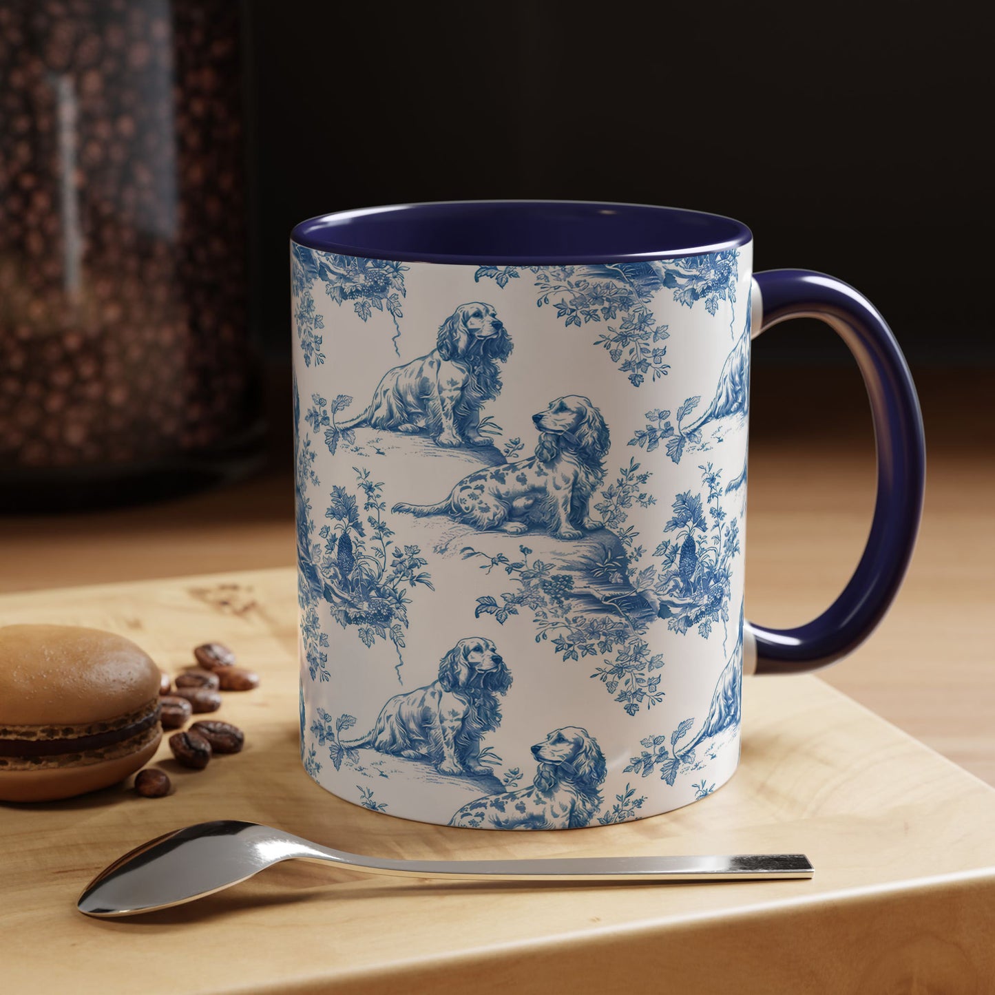 PST71 Toile De Jouy Style Cocker Spaniel Dog Lover - White Mug Accent Mug