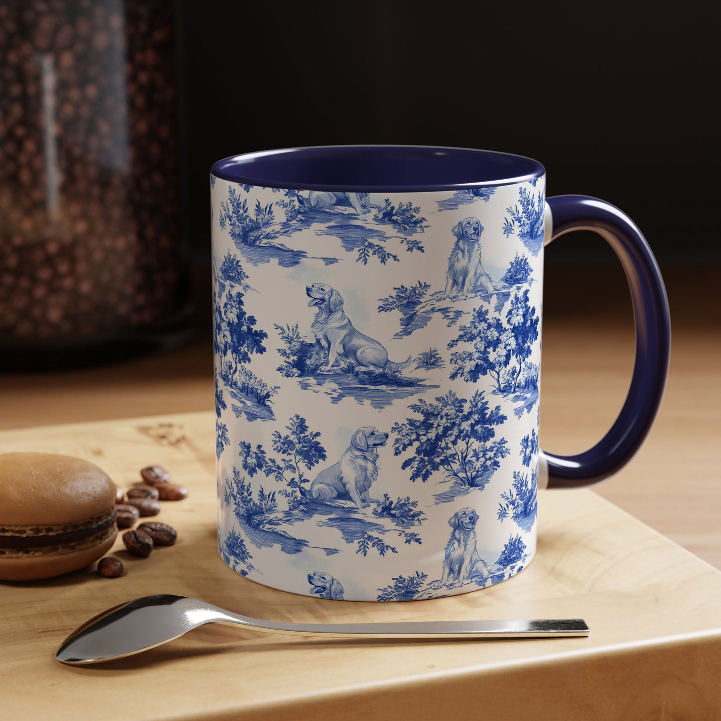 PST66 Toile De Jouy Style Golden Retriever Dog Lover - White Mug Accent Mug