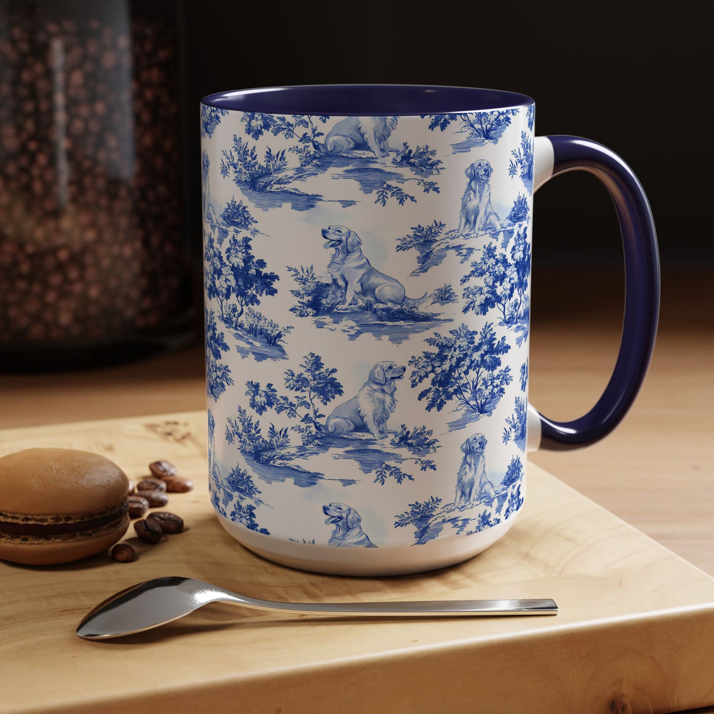 PST66 Toile De Jouy Style Golden Retriever Dog Lover - White Mug Accent Mug