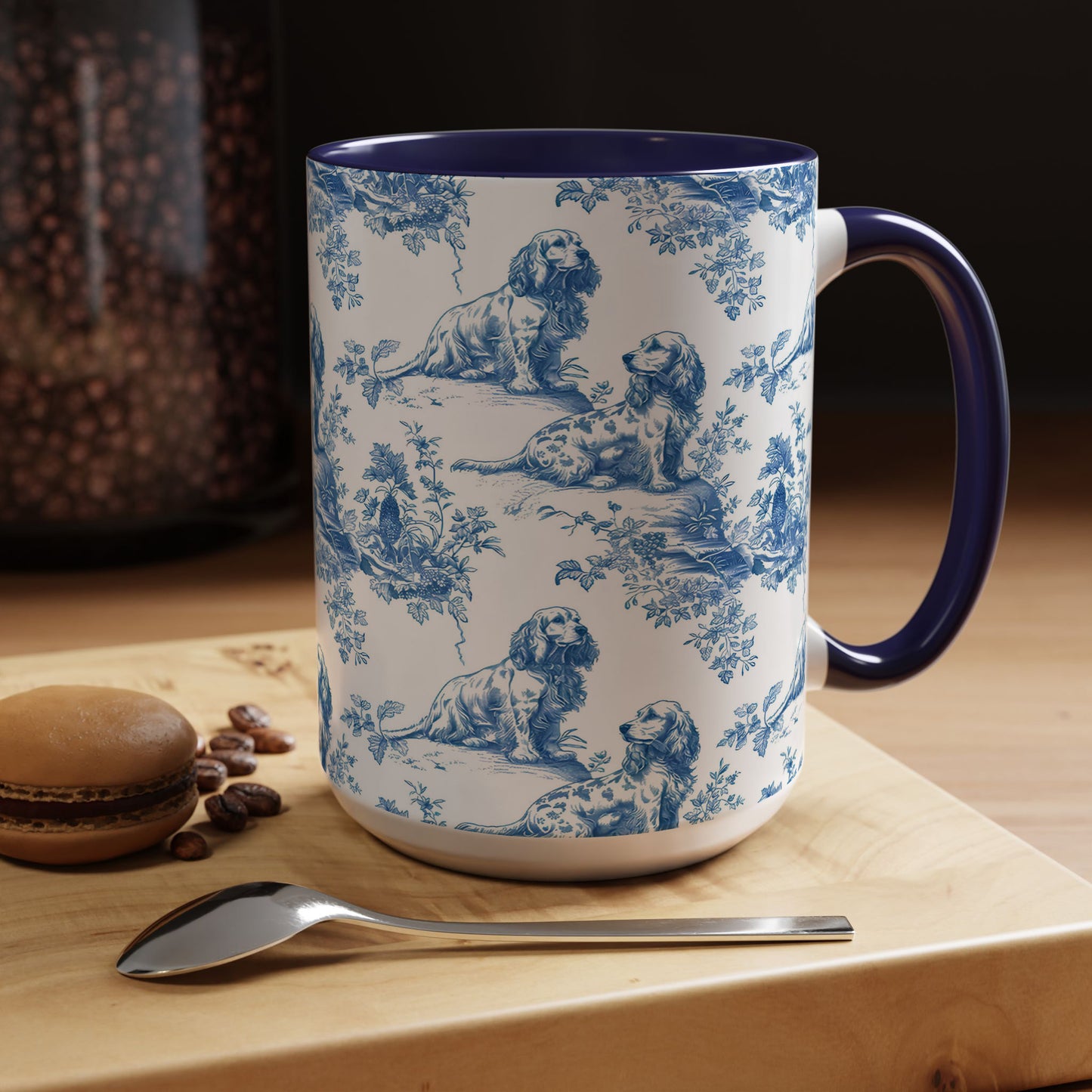 PST71 Toile De Jouy Style Cocker Spaniel Dog Lover - White Mug Accent Mug