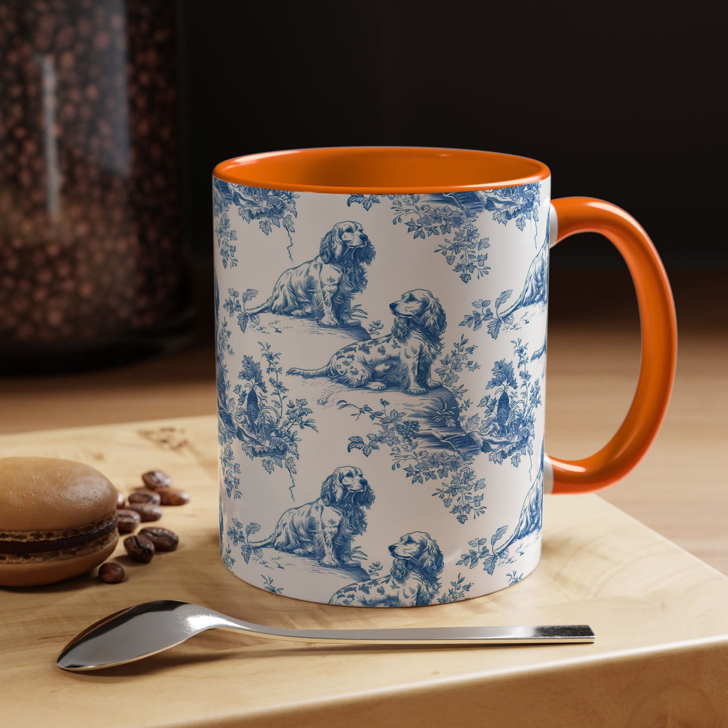 PST71 Toile De Jouy Style Cocker Spaniel Dog Lover - White Mug Accent Mug