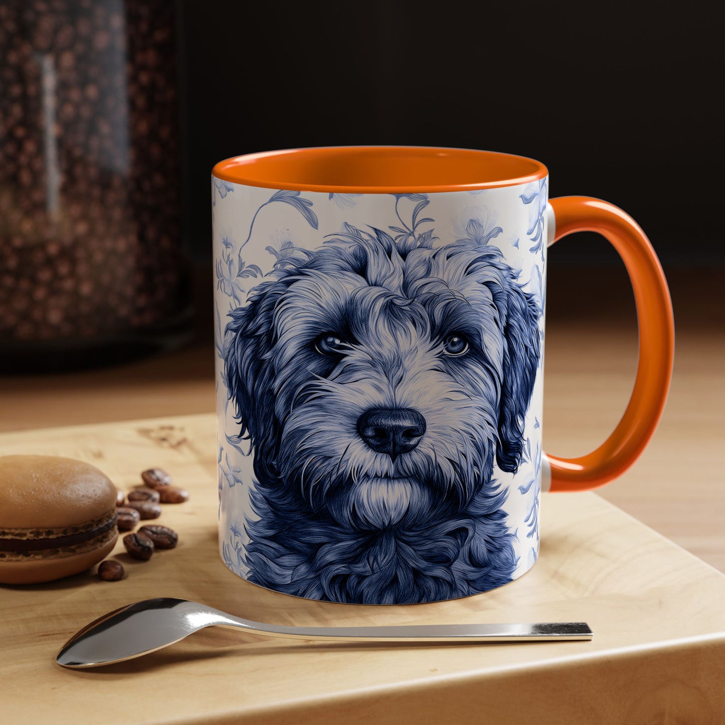 PST75 Toile De Jouy Style Doodle Dog Lover - White Mug Accent Mug