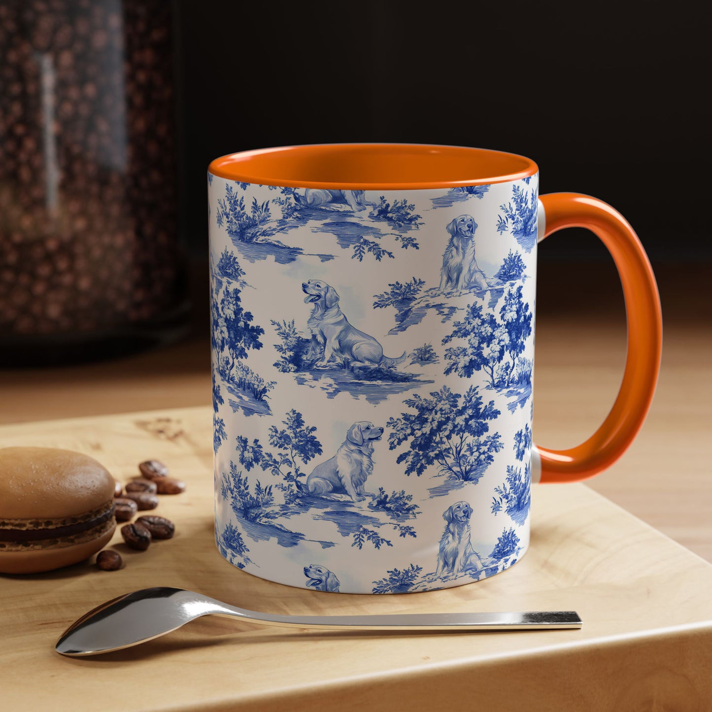 PST66 Toile De Jouy Style Golden Retriever Dog Lover - White Mug Accent Mug