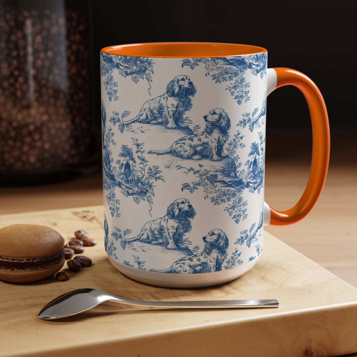 PST71 Toile De Jouy Style Cocker Spaniel Dog Lover - White Mug Accent Mug