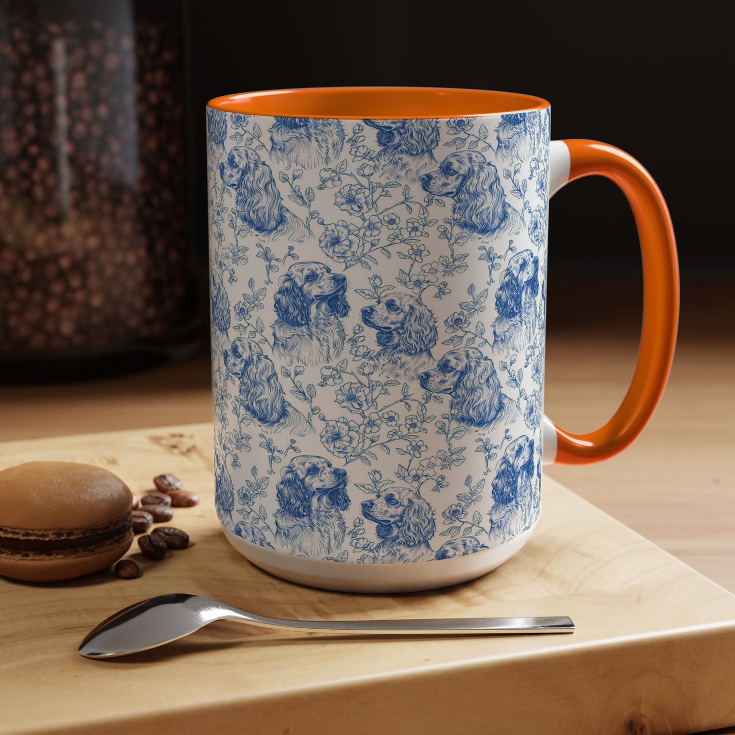 PST70 Toile De Jouy Style Cocker Spaniel Dog Lover - White Mug Accent Mug