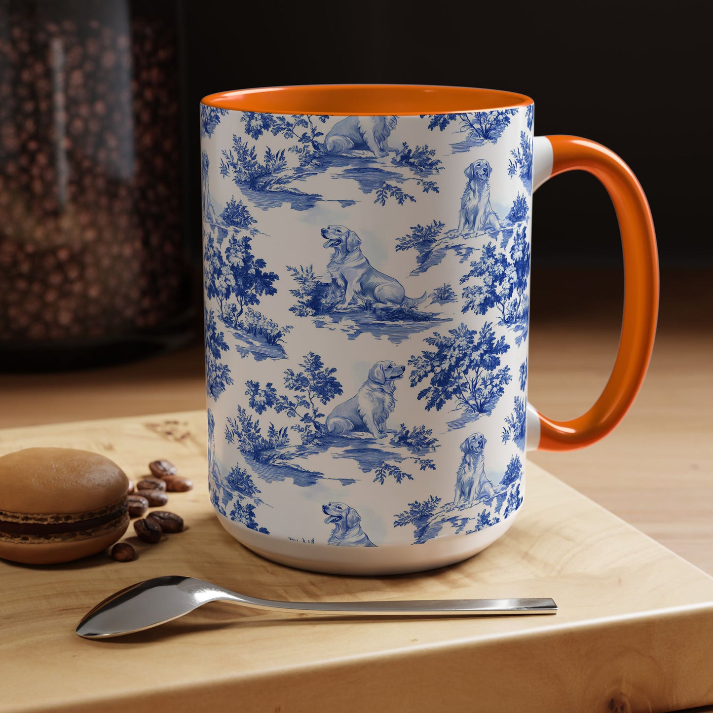 PST66 Toile De Jouy Style Golden Retriever Dog Lover - White Mug Accent Mug