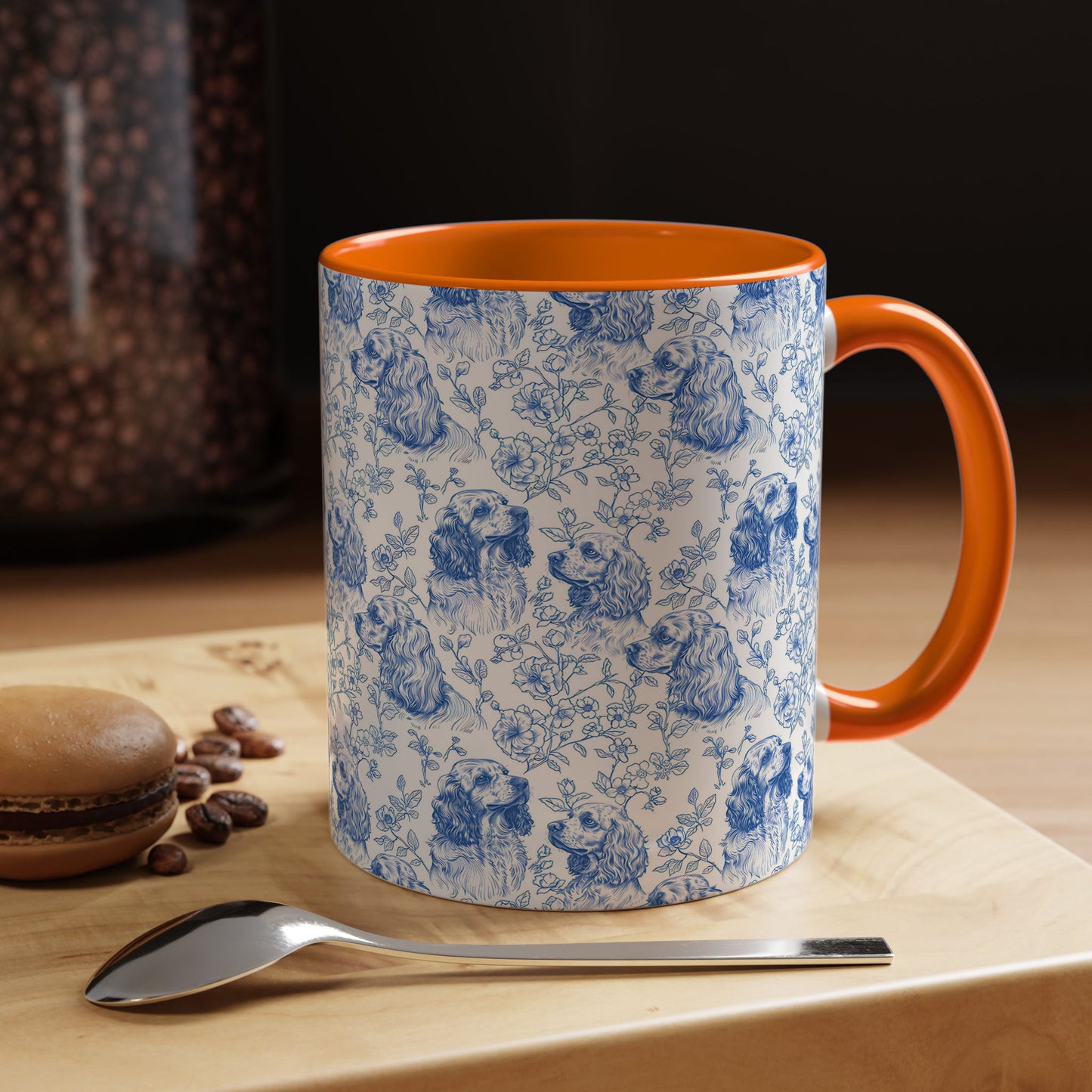 PST70 Toile De Jouy Style Cocker Spaniel Dog Lover - White Mug Accent Mug