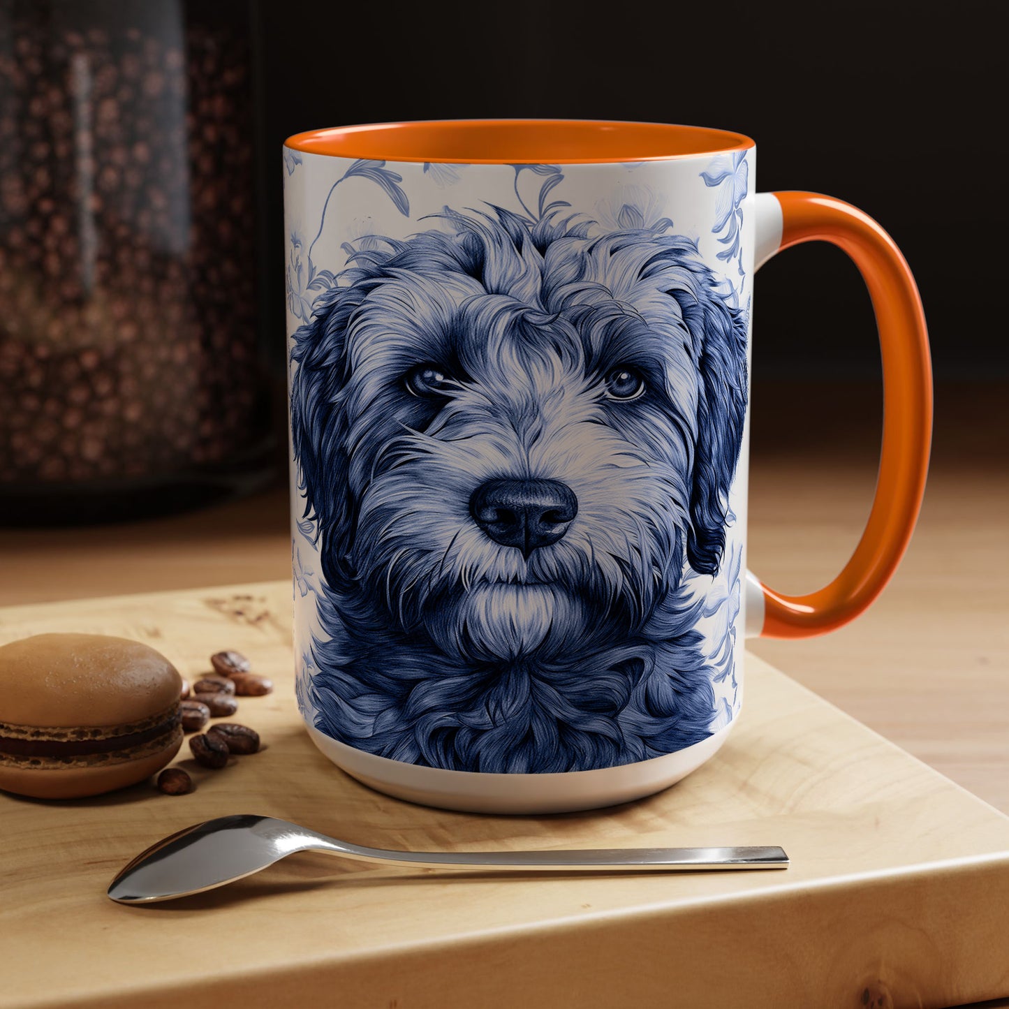 PST75 Toile De Jouy Style Doodle Dog Lover - White Mug Accent Mug